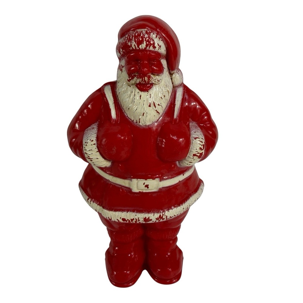 Vtg 1950's Irwin Santa Claus Blow Mold Figure Candy Cane Holder 6" USA Christmas